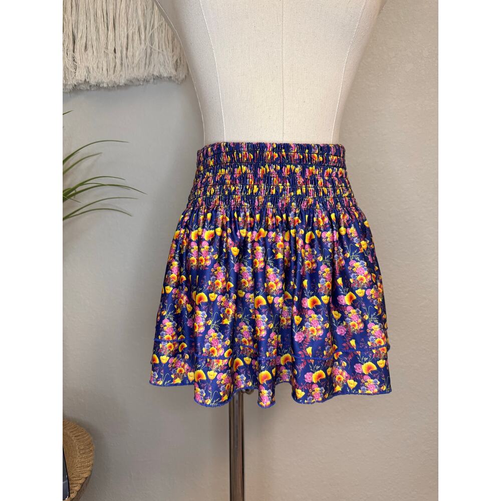 Lucky in Love Floral Smocked Waist Tennis Skirt sz L (12)